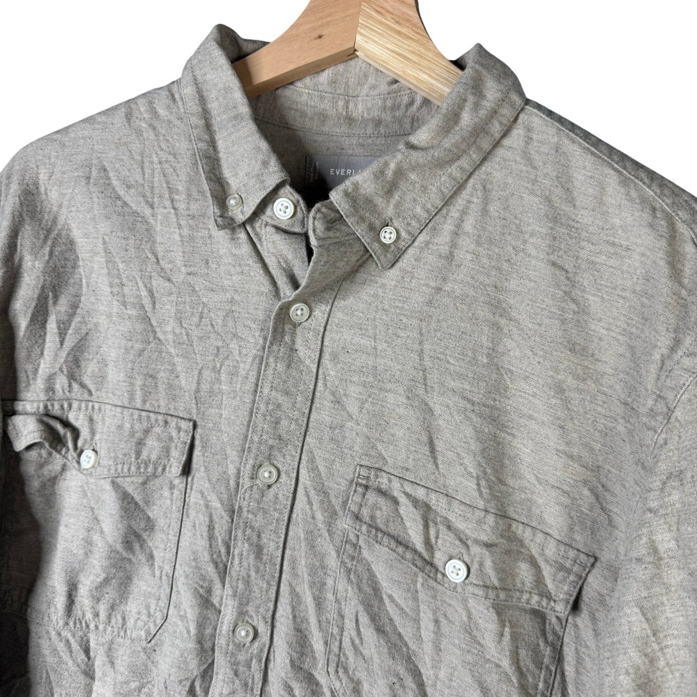 Everlane Mens The Flannel Two-Pocket Shirt Heather Grey Cotton Size L